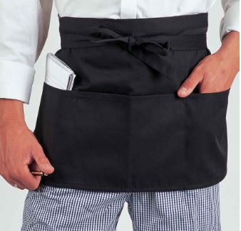 Black Zipped Money Pouch Waist Apron